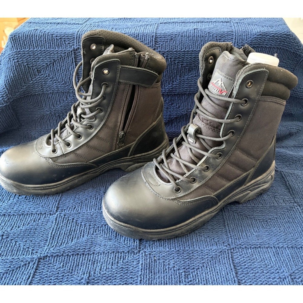 Nortiv8 Mens Trooper Steel Toe Tactical Work Boots Black Side Zip Size 10 US - Picture 3 of 6